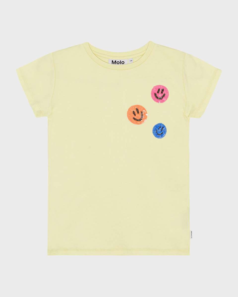Girl's Ranva T-Shirt W/ Sequin Happy Faces, Size 7-14